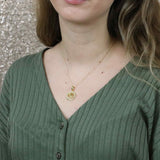 Model Wearing Beautiful Zodiac Cancer Solid Gold Pendant By Jewelry Lane