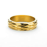 Elegant Geometrical Concave Textured Solid Gold Ring By Jewelry Lane