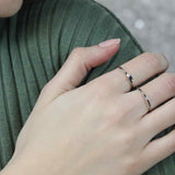 Model Wearing Simple Elegant Triangle Stacker Solid Gold Ring By Jewelry Lane