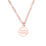 Charming Zodiac Aquarius Minimalist Solid Rose Gold Pendant By Jewelry Lane