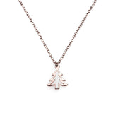 Beautiful Charming Christmas Tree Solid Rose Gold Pendant By Jewelry Lane