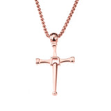 Beautiful Religious Jesus Cross Solid Rose Gold Pendant By Jewelry Lane
