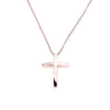 Simple Plain Jesus Cross Solid Rose Gold Pendant By Jewelry Lane