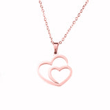 Beautiful Modern Dual Heart Love Solid Rose Gold Pendant By Jewelry Lane
