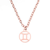 Charming Zodiac Gemini Minimalist Solid Rose Gold Pendant By Jewelry Lane