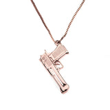 Classic Vintage Handgun Style Solid Rose Gold Pendant By Jewelry Lane
