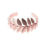 Beautiful Modern Leaf Cuff Design Solid Rose Gold Bangle By Jewelry Lane