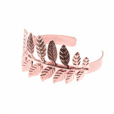 Beautiful Modern Fern Leaf Cuff Solid Rose Gold Bangle By Jewelry Lane