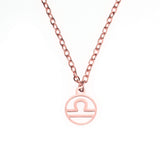 Charming Zodiac Libra Minimalist Solid Rose Gold Pendant By Jewelry Lane