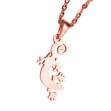 Classic Gecko Lizard Design Solid Rose Gold Pendant By Jewelry Lane
