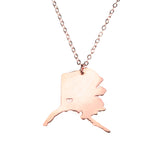 Beautiful Modern Love Alaska Map Design Solid Rose Gold Pendant By Jewelry Lane
