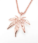 Marijuana Leaf Pendant - Rose Gold