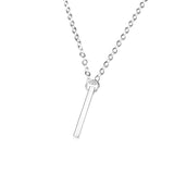 Elegant Long Dangle Bar Solid White Gold Pendant By Jewelry Lane