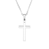 Elegant Religious Hollow Jesus Cross Solid White Gold Pendant By Jewelry Lane