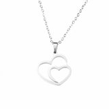 Beautiful Modern Dual Heart Love Solid White Gold Pendant By Jewelry Lane