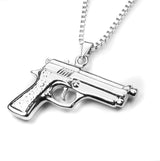 Modern Bold Handgun Style Solid White Gold Pendant By Jewelry Lane