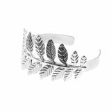 Beautiful Modern Fern Leaf Cuff Solid White Gold Bangle By Jewelry Lane