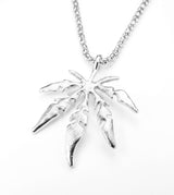 Marijuana Leaf Pendant - White Gold