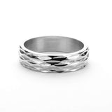 Elegant Geometrical Concave Textured Solid White Gold Ring By Jewelry Lane