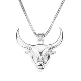 Beautiful Unique Masculine Toro Design Solid White Gold Pendant By Jewelry Lane