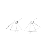 Elegant Classic Double Triangle Design Solid White Gold Earrings By Jewelry Lane