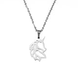 Beautiful Charming Rare Unicorn Solid White Gold Pendant By Jewelry Lane