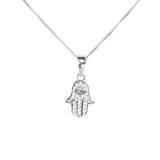 White Gold Hamsa Pendant by Jewelry Lane