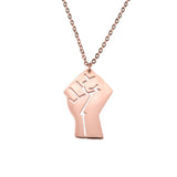 Solid Rose Gold Raised Power Fist Pendant by Jewelry Lane