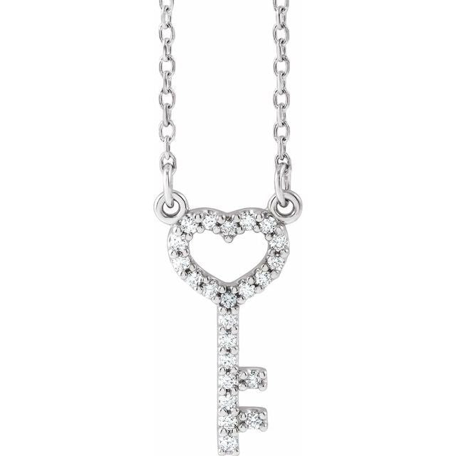 Diamond Heart Key Pendant Necklace