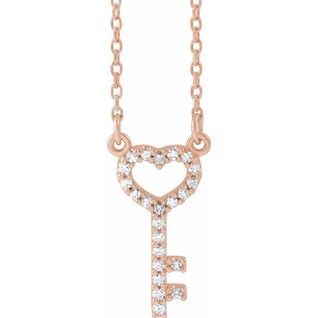 Diamond Heart Key Pendant Necklace