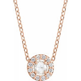 Rose-Cut Diamond Halo Pendant Necklace