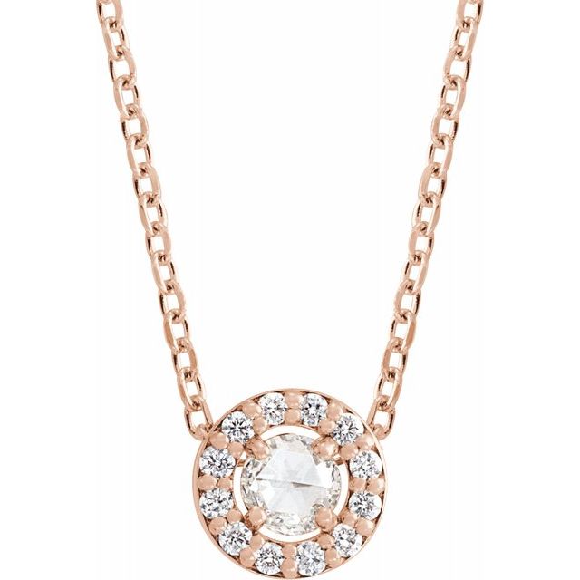 Rose-Cut Diamond Halo Pendant Necklace