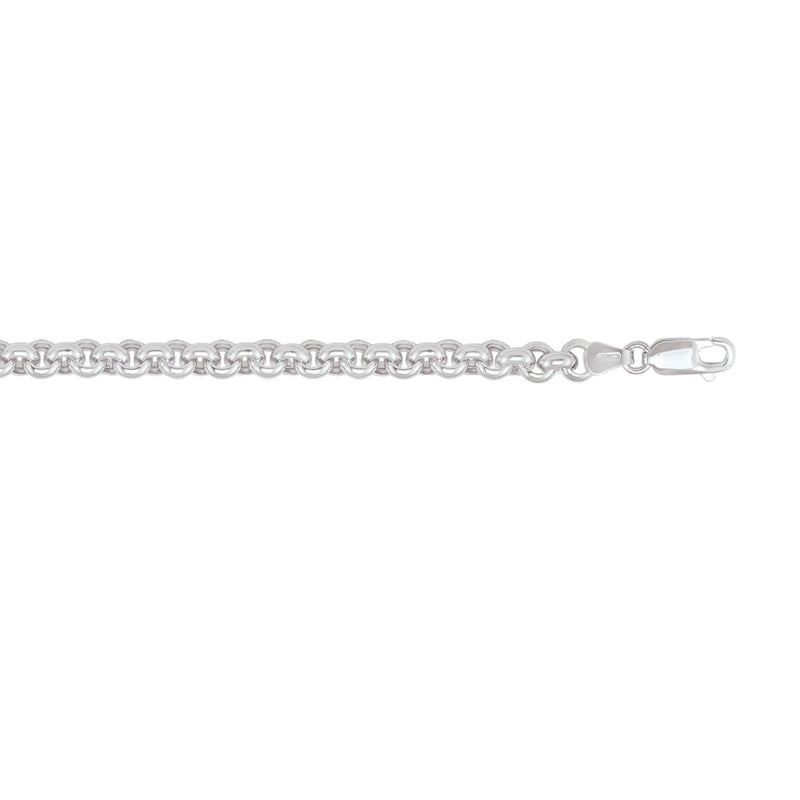 Elegant Hollow Rolo Thick Solid White Gold Chain By Jewelry Lane