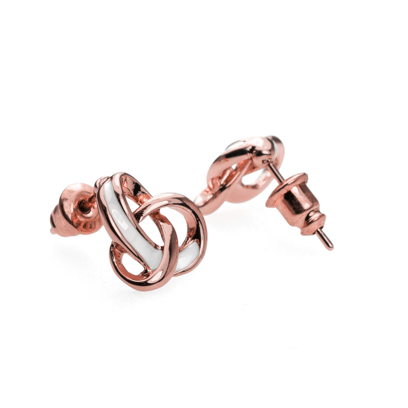 Beautiful Trefoil Loop Knot Earrings in Solid Rose Gold by Jewelry Lane