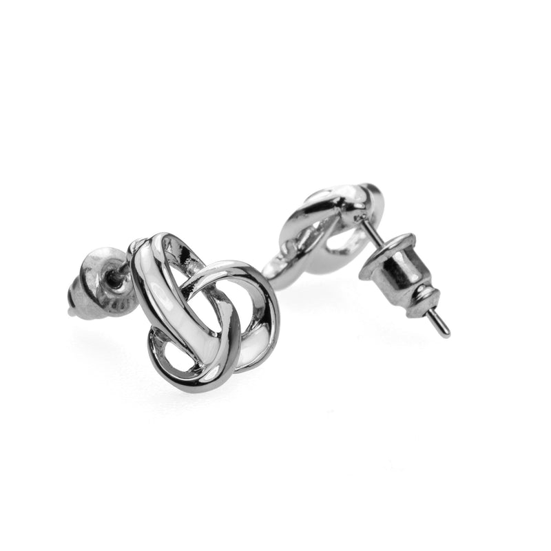 Beautiful Trefoil Loop Knot Earrings in Solid White Gold by Jewelry Lane