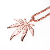Marijuana Leaf Pendant - Rose Gold