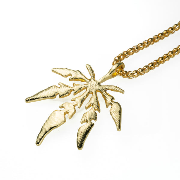 Marijuana Leaf Pendant - Gold