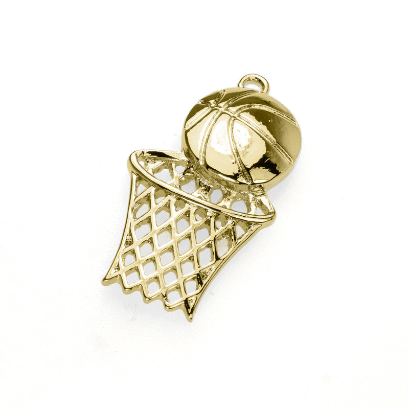 Beautiful Charming Swish Basketball Design Solid Gold Pendant By Jewelry Lane