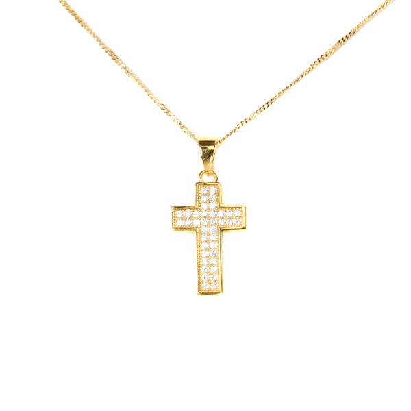 Gold Iced Cross Pendant by Jewelry Lane
