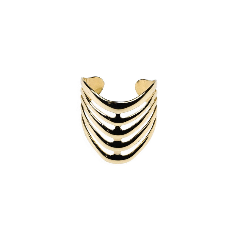Beautiful Elegant Chevron Cuff Solid Gold Ring BY Jewelry Lane