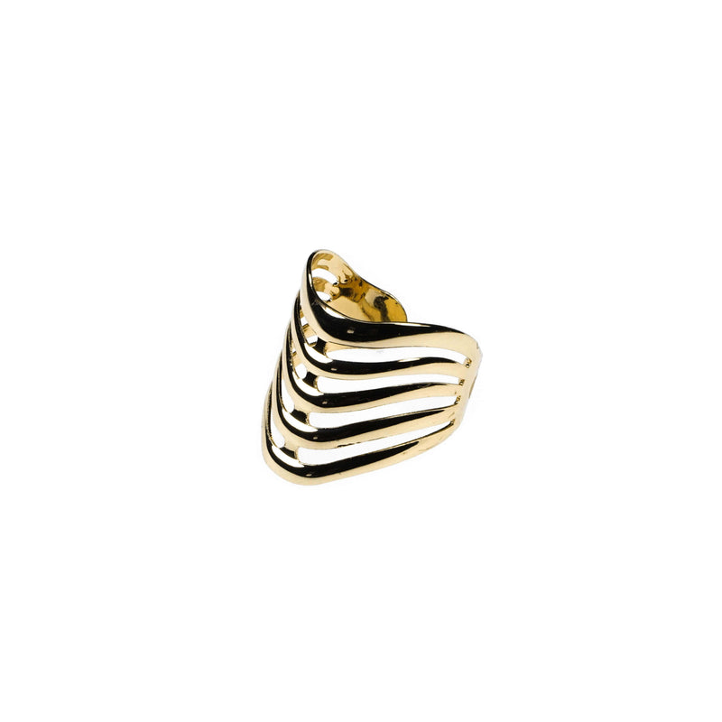 Beautiful Elegant Chevron Cuff Solid Gold Ring BY Jewelry Lane