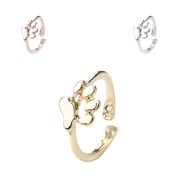 Beautiful Elegant Animal Paw Print Solid Gold Rings For Jewelry Lane