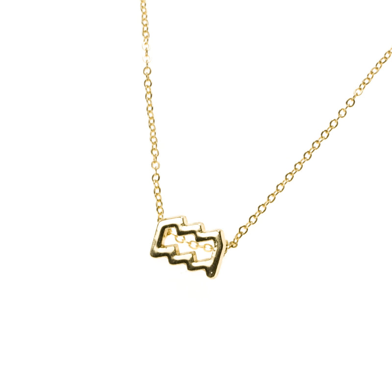 Beautiful Design Zodiac Chic Aquarius Solid Gold Pendant By Jewelry Lane