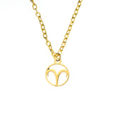 Charming Zodiac Aries Minimalist Solid Gold Pendant By Jewelry Lane