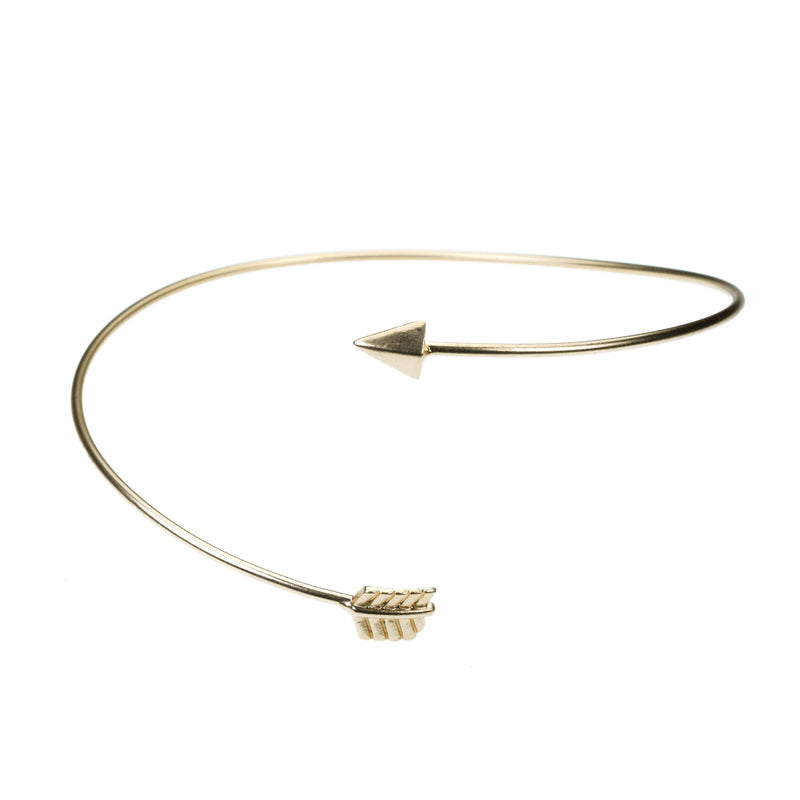 Beautiful Adjustable Arrow Style Solid Gold Armband Bangle By Jewelry Lane