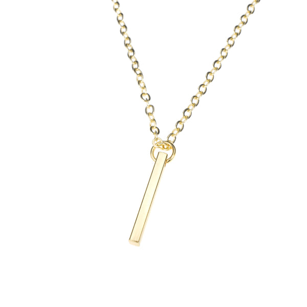 Elegant Long Dangle Bar Solid Gold Pendant By Jewelry Lane