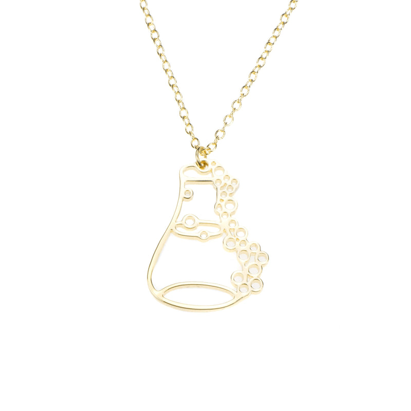Unique Modern Science Beaker Style Solid Gold Pendant By Jewelry Lane
