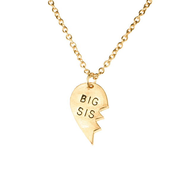 Beautiful Loving Big Sis Half Heart Design Solid Gold Pendant By Jewelry Lane