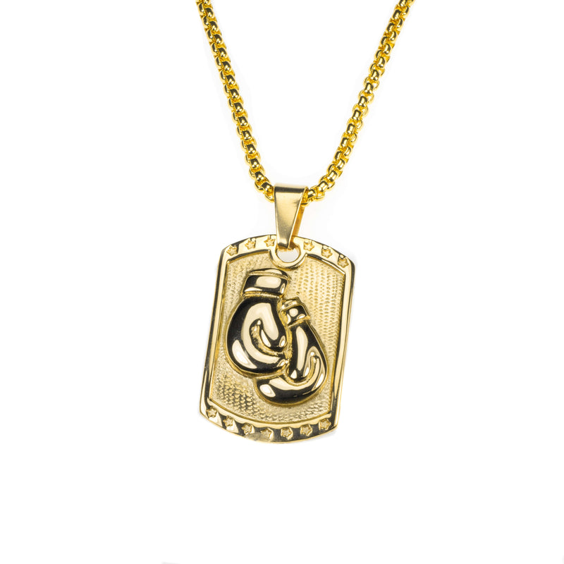 Beautiful Rectangular Boxing Gloves Solid Gold Pendant By Jewelry Lane