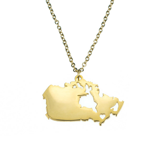 Beautiful Modern Canada Map Design Solid Gold Pendant By Jewelry Lane